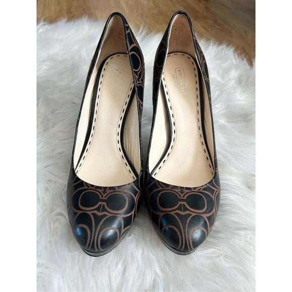 Coach Black Logo Platform Pumps 8.5 heels 4.5 heels - Picture 1 of 6